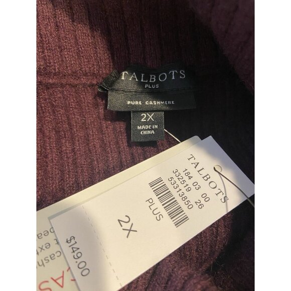 NWT Talbots Woman 100% Cashmere Mock Neck Sleeveless Sweater Maroon 2X New - Picture 3 of 5